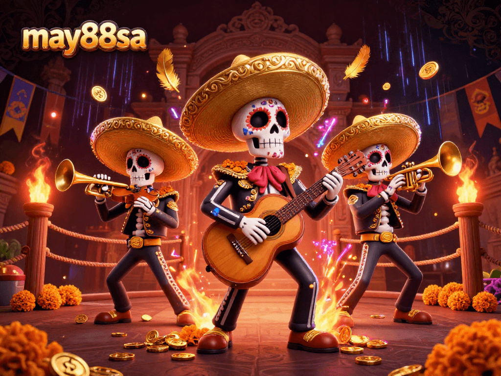 Experience thrilling bets and colorful gameplay with may88sa featuring a vibrant mariachi band in a dynamic casino setting.