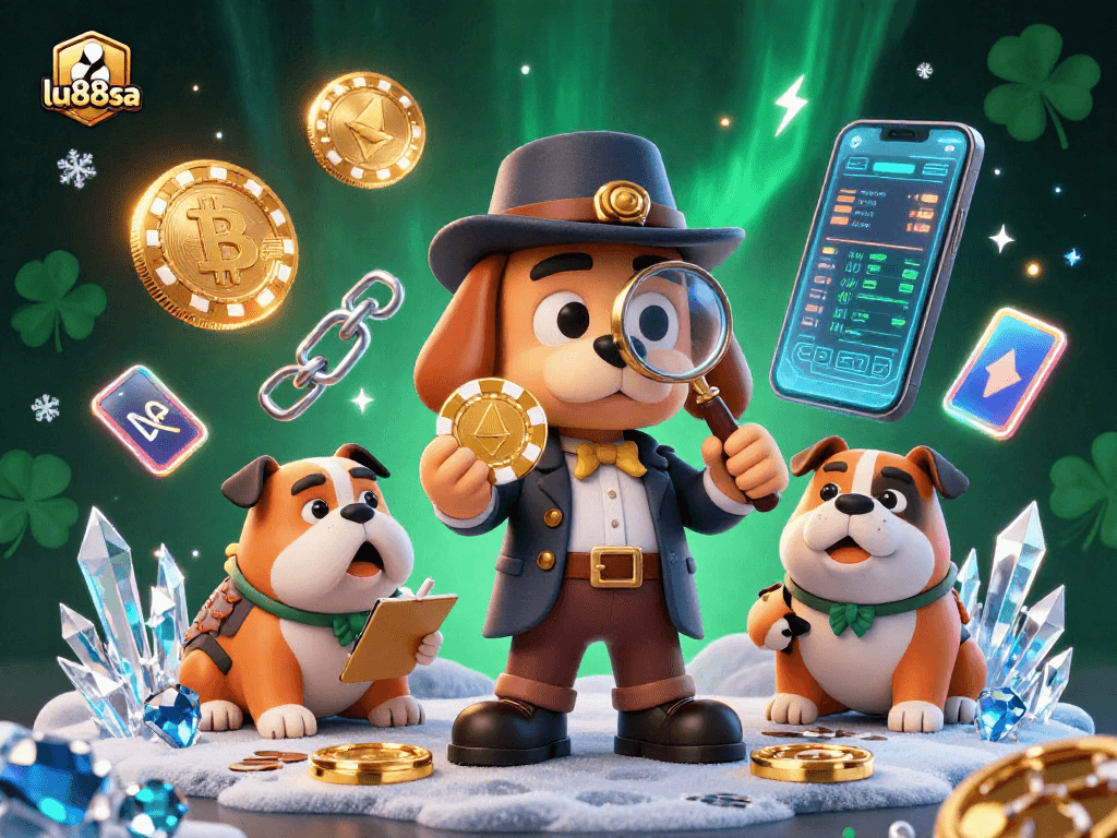 Examine poker clues with lu88sa in a 3D casino mystery scene packed with crypto elements.