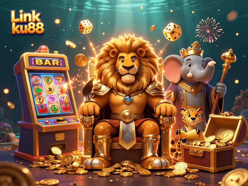 Engage with Link ku88's vibrant casino world featuring animated characters and thrilling game elements.