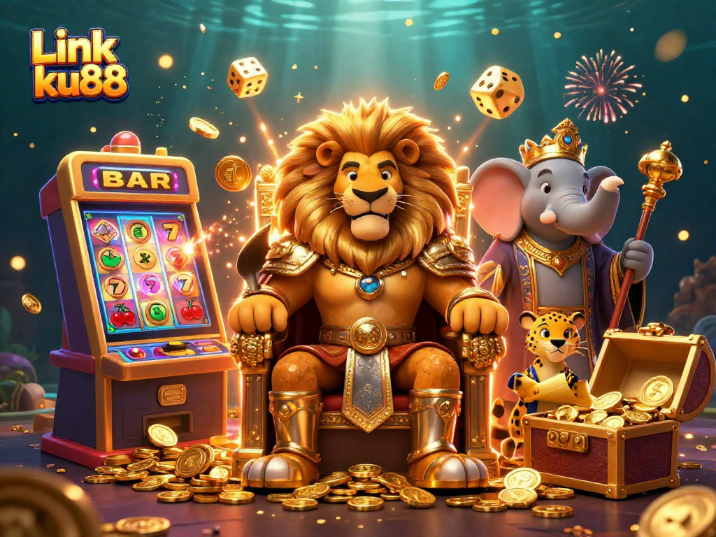 Engage with Link ku88's vibrant casino world featuring animated characters and thrilling game elements.